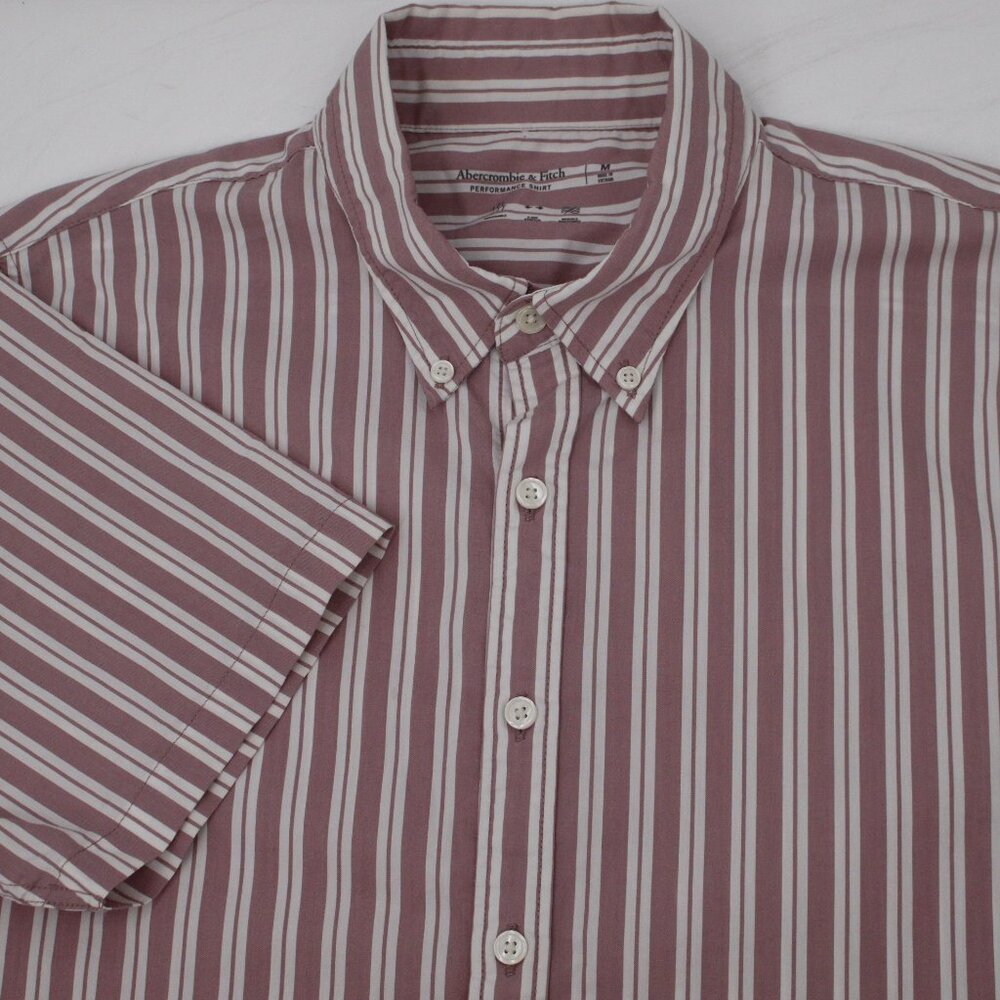 Abercrombie & Fitch Mauve and White Striped Button-Down Shirt